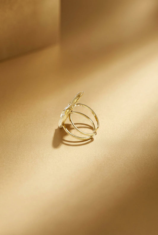 14K Gold Plated Stainless Steel Statement Rings Heart Simple Daily Simple Series Women's jewelry