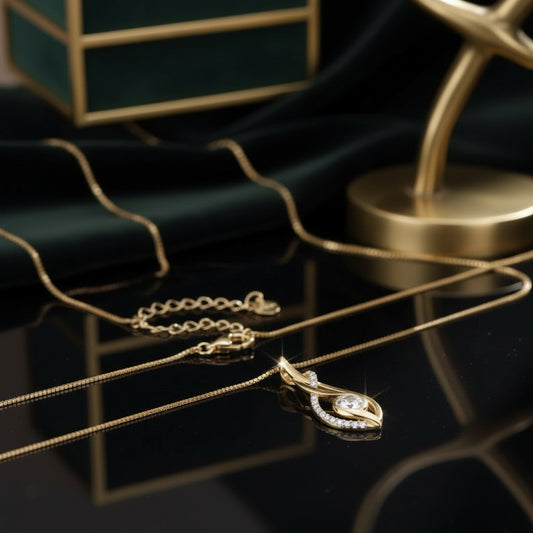 Collier Moissanite 0.43ct Plaqué Or 18K - Pendentif Torsadé Choker Certifié GRA