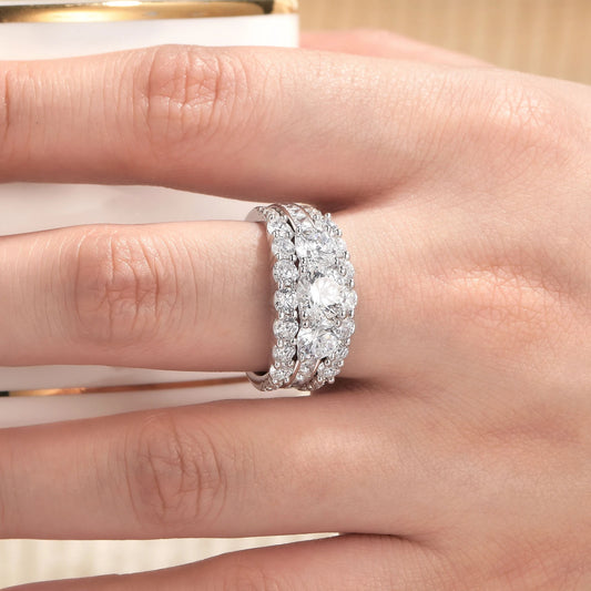 Newshe Wedding Band in 925 Sterling Silver with AAAAA Cubic Zirconia, Women's Wedding Jewelry