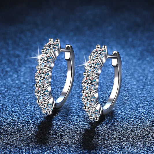 925 Sterling Silver Moissanite Hoop Earrings 4mm - Women's Wedding Earrings