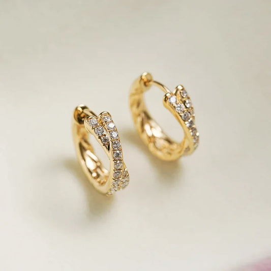 925 Silver Gold Luxury Zircon Earrings