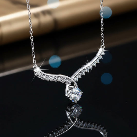 Collier Pendentif Ailes d'Ange Moissanite Argent 925 pour Femme