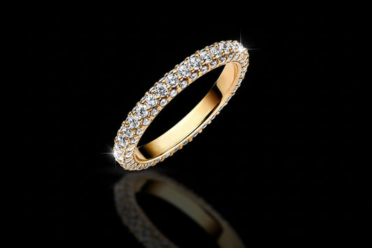 Bague Argent 925 Pavé Triple-Rang Coloré - Élégance Intemporelle