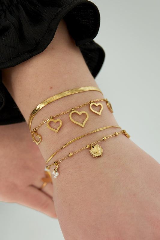 double bracelet with heart charm