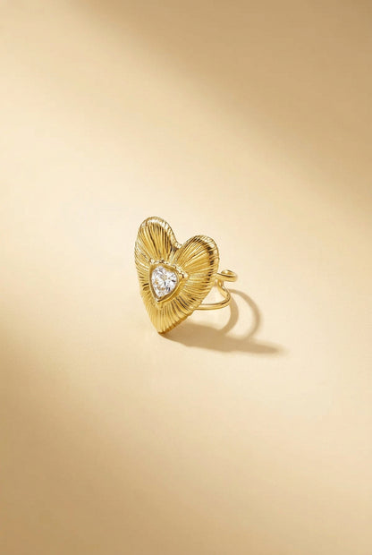 14K Gold Plated Stainless Steel Statement Rings Heart Simple Daily Simple Series Women's jewelry
