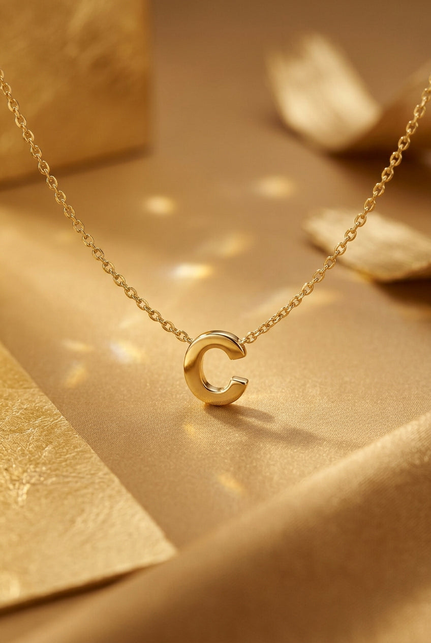 stainless steel necklace initial c 