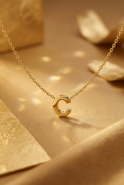 stainless steel necklace initial c 