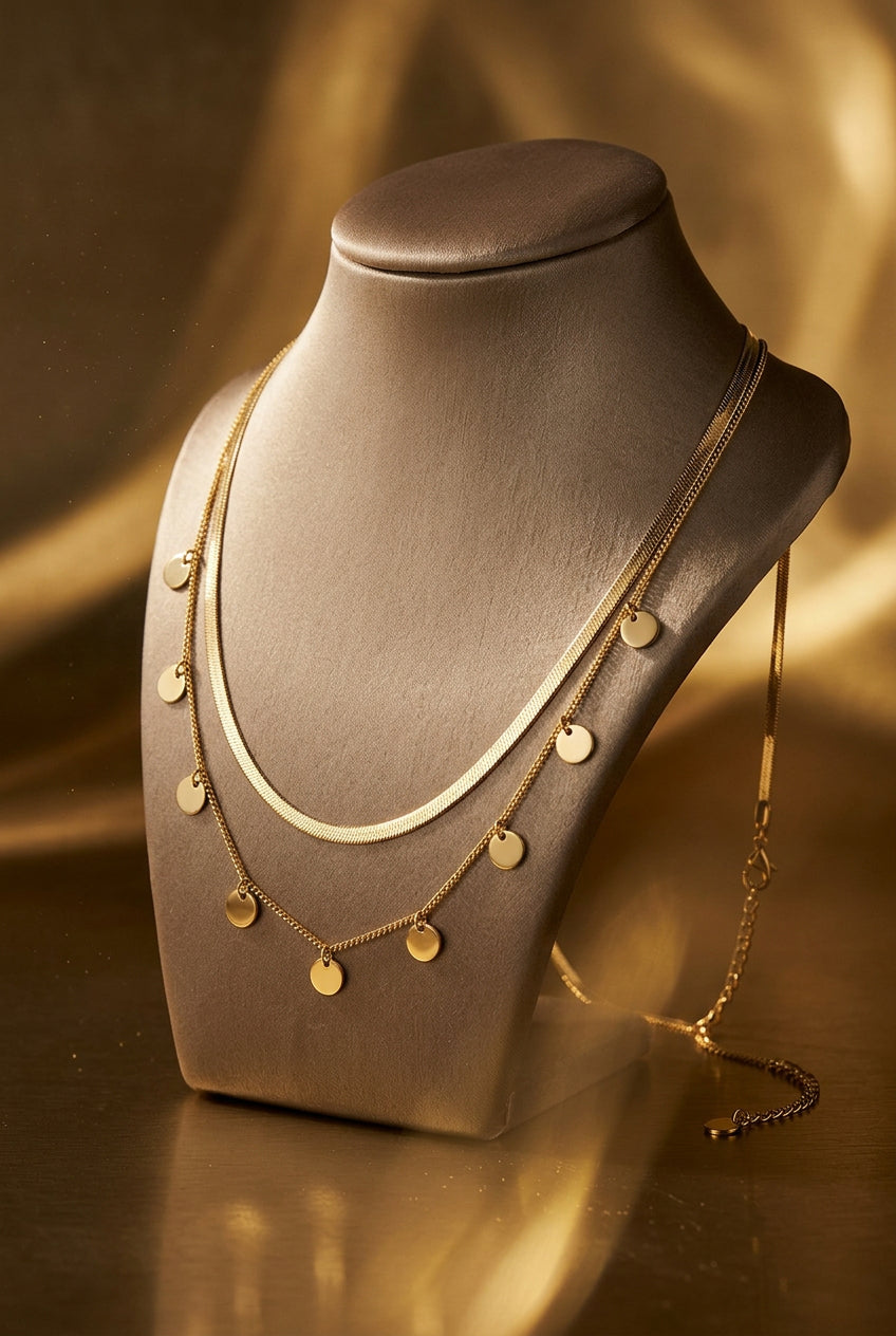 necklace double layer circles