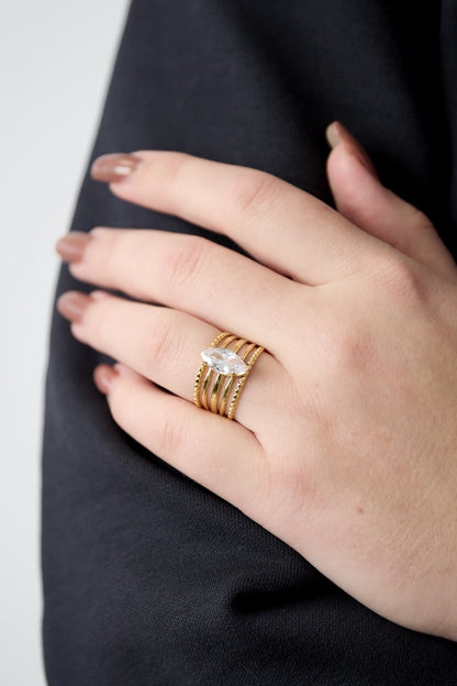 Stainless Steel Gemstone Rings lines Casual Daily Simple Series Women's jewelry