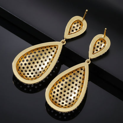 Boucles d’Oreilles Pendantes Goutte d’Eau Zircon – Élégance Nuptiale