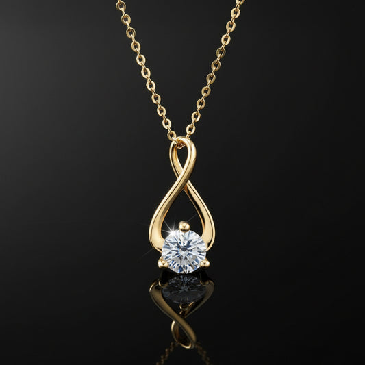 Collier Moissanite 1ct Plaqué Or 18K - Pendentif Torsadé Choker Certifié GRA