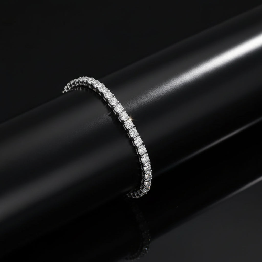 Bracelet Tennis Moissanite 1.8ct-9ct - Argent 925 Plaqué Or Blanc 18K -5mm- Bracelet Ajustable Femme