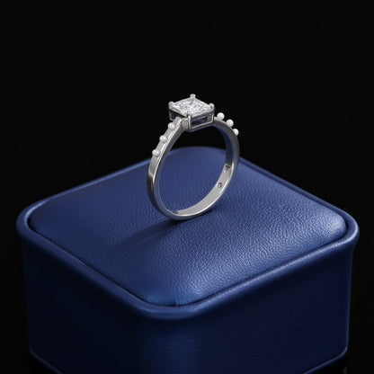 Bague Ouverte Carré Sucre Pavé Zircon & Perle — Plaqué Argent | Délicate & Romantique