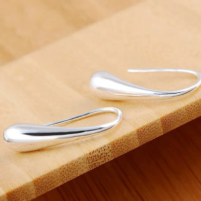 Boucles d'Oreilles Créoles Goutte d'Eau Argent 925 - Bijou Mariage Femme Élégant