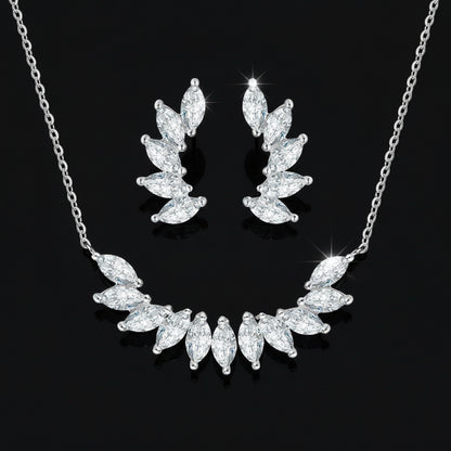 Parure Ailes d'Ange Argent 925 - Collier & Boucles d'Oreilles Zircon Marquise