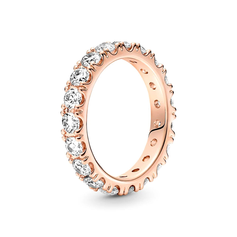 New Hot 925 Silver Colorful Timeless Pavé Triple-row Rings Wedding Diy Charm Luxury DIY Jewelry Gifts