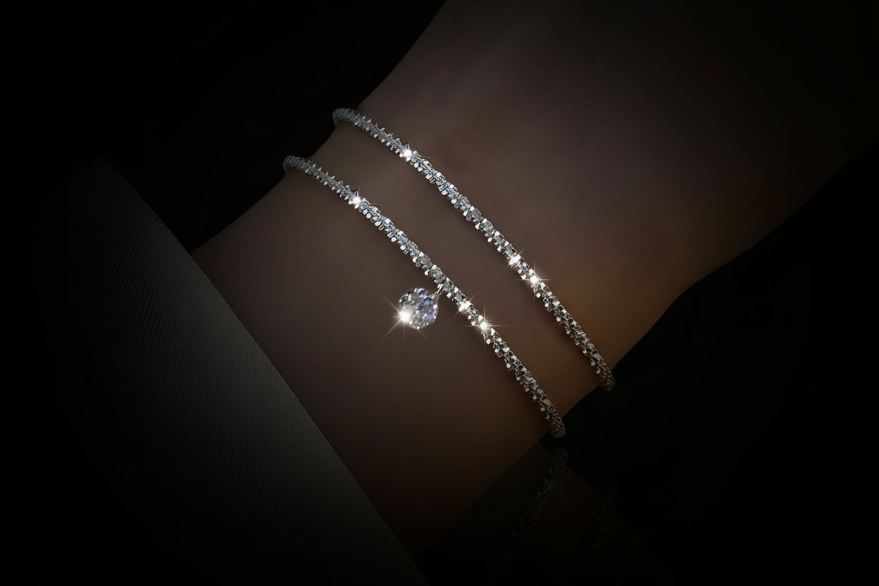 Lot de 6 Bracelets Femme Argent 925 Strass - Charme Ciel Étoilé Coréen Luxe