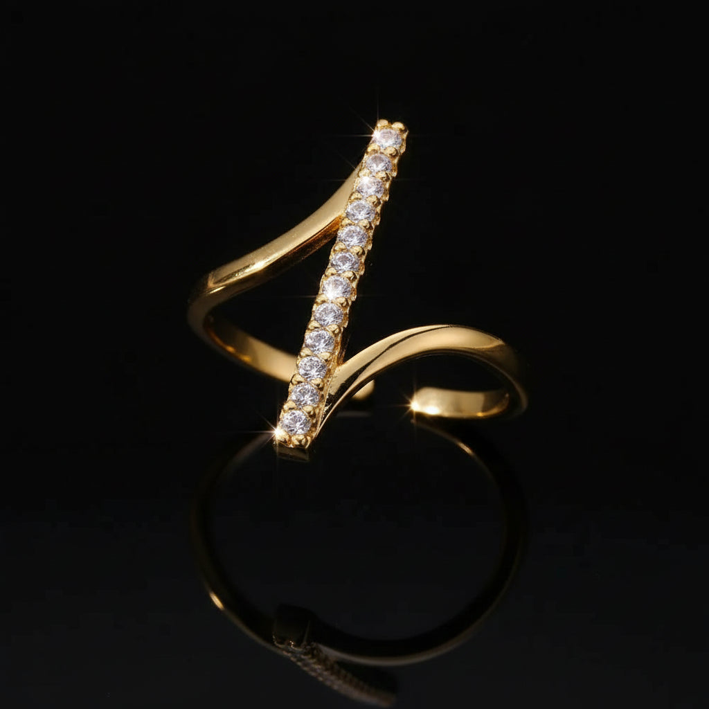 Geometric Zircon Ring - Stainless Steel Gold and Silver Adjustable