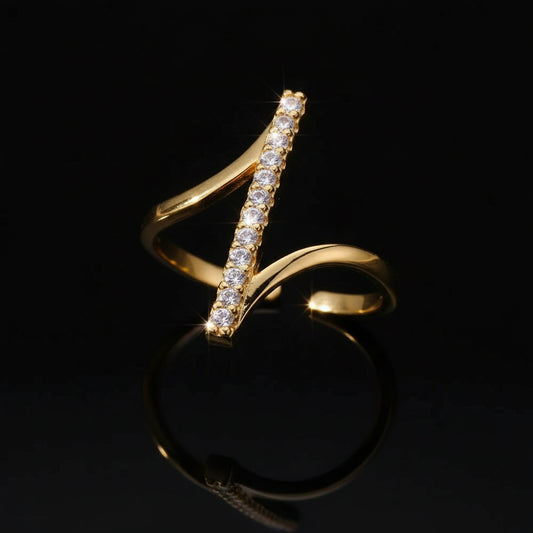 Geometric Zircon Ring - Stainless Steel Gold and Silver Adjustable