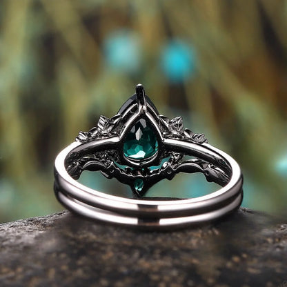 Black Cubic Zirconia Vine Ring Gunmetal