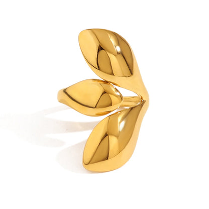 Bague Sculptée Dorée – Acier Inoxydable Plaqué Or 18K