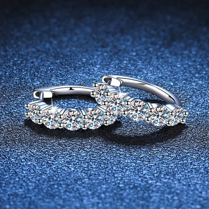 925 Sterling Silver Moissanite Hoop Earrings 4mm - Women's Wedding Earrings