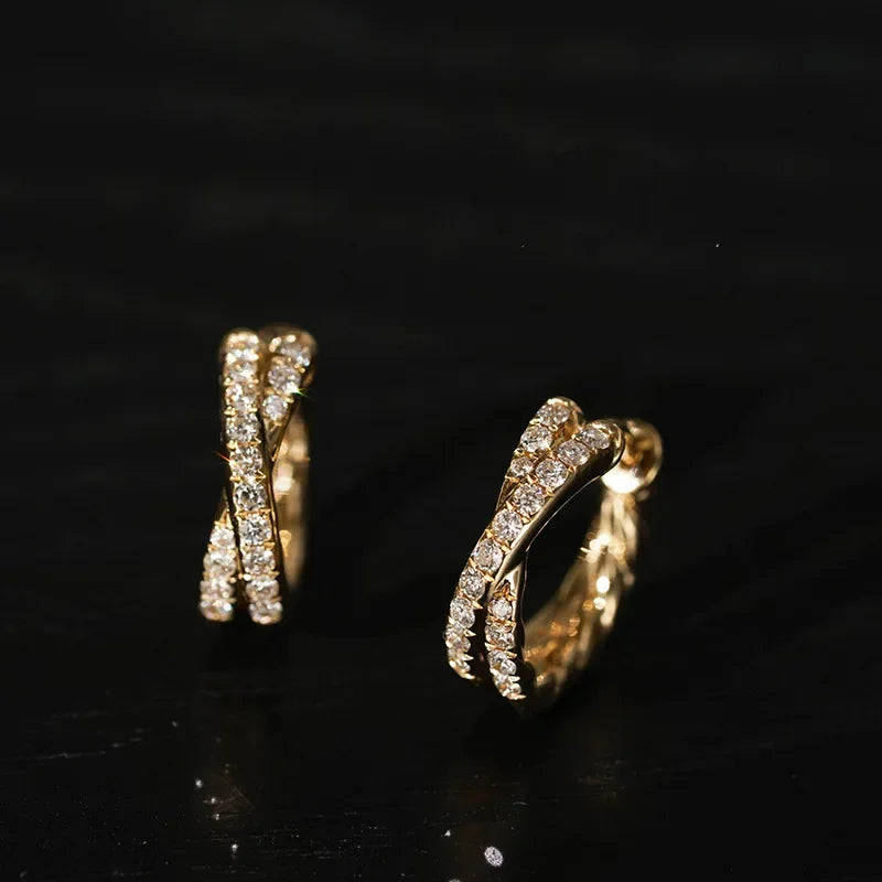 925 Silver Gold Luxury Zircon Earrings