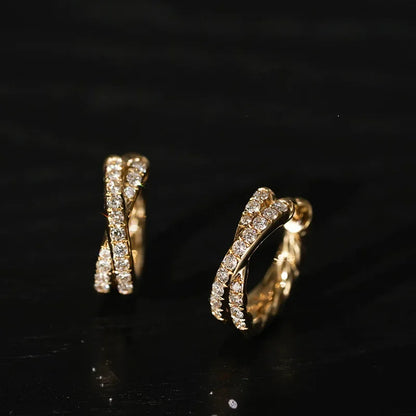 925 Silver Gold Luxury Zircon Earrings