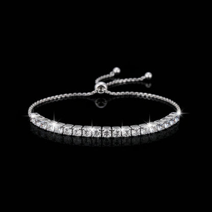 Bracelet Tennis Moissanite 1.8ct-9ct - Argent 925 Plaqué Or Blanc 18K -3mm- Bracelet Ajustable Femme