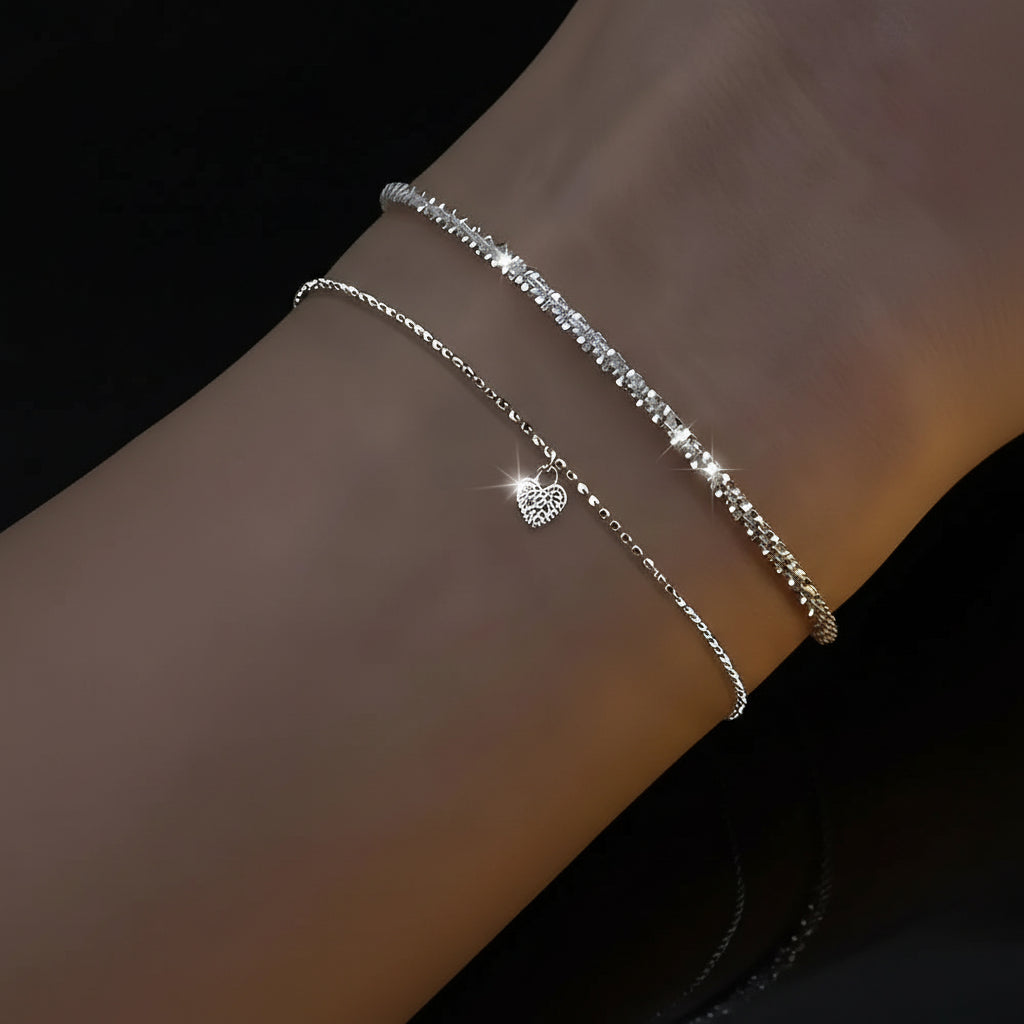 Lot de 6 Bracelets Femme Argent 925 Strass - Charme Ciel Étoilé Coréen Luxe