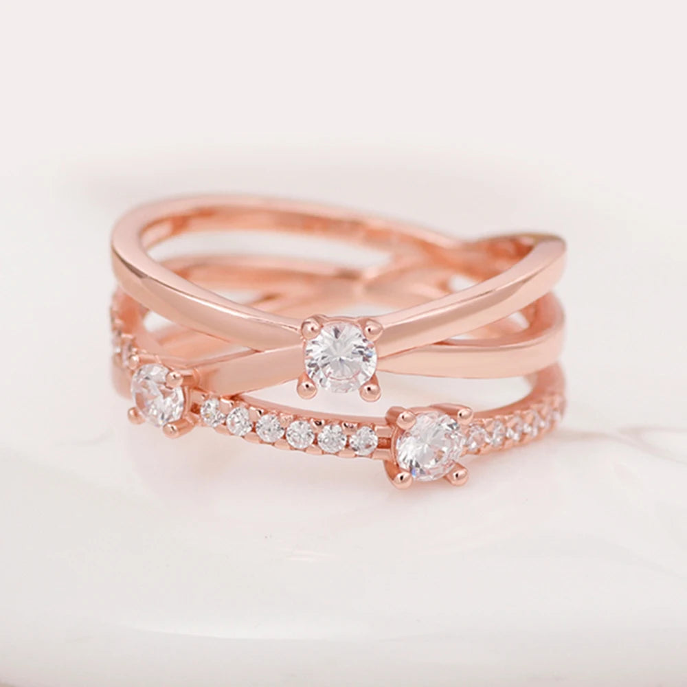 New Hot 925 Silver Crown Sparkling Rings Sun Moon Celestial Heart Women's Set Ring Wedding Diy Charm Luxury DIY Jewelry Gift