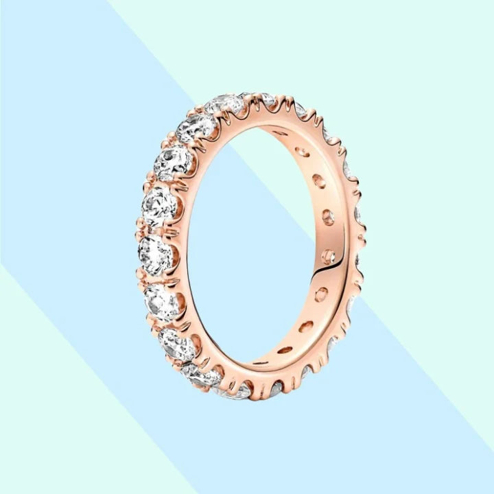 New Hot 925 Silver Colorful Timeless Pavé Triple-row Rings Wedding Diy Charm Luxury DIY Jewelry Gifts