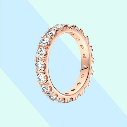 New Hot 925 Silver Colorful Timeless Pavé Triple-row Rings Wedding Diy Charm Luxury DIY Jewelry Gifts