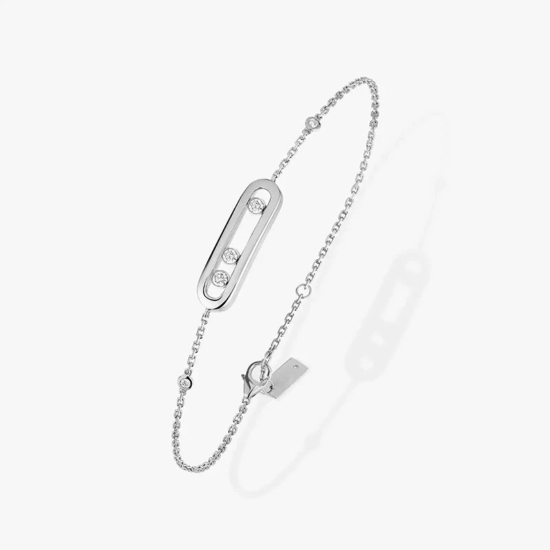 MOVE Sliding Stone Bracelet in 925 Sterling Silver - Elegant Women's Jewelry Valentine's Day Gift