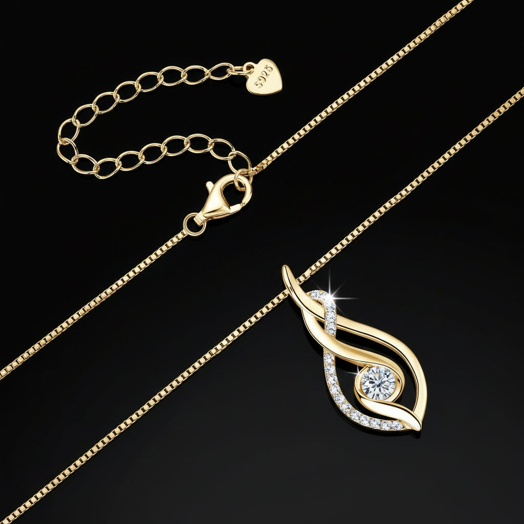 Collier Moissanite 0.43ct  Plaqué Or 18K - Pendentif Torsadé Choker Certifié GRA