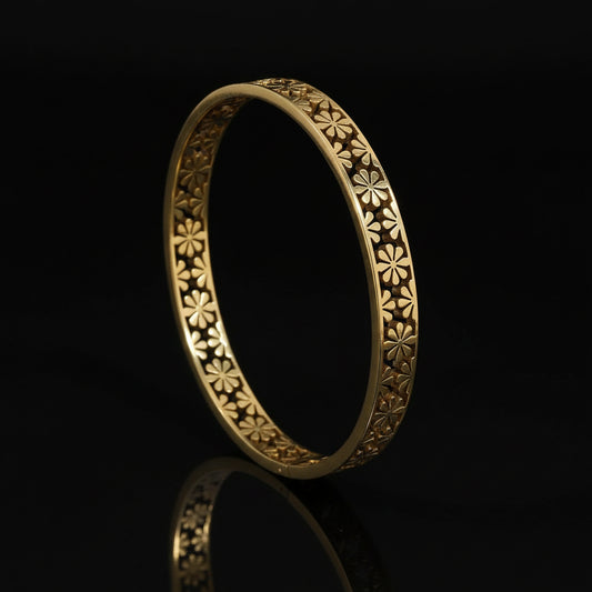 1 Bracelet Manchette Fleur Acier Inoxydable - Style Rétro Waterproof Empilable