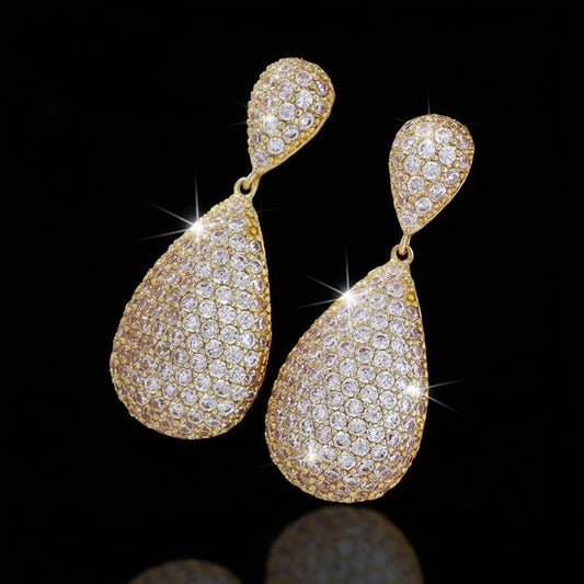 Boucles d’Oreilles Pendantes Goutte d’Eau Zircon – Élégance Nuptiale