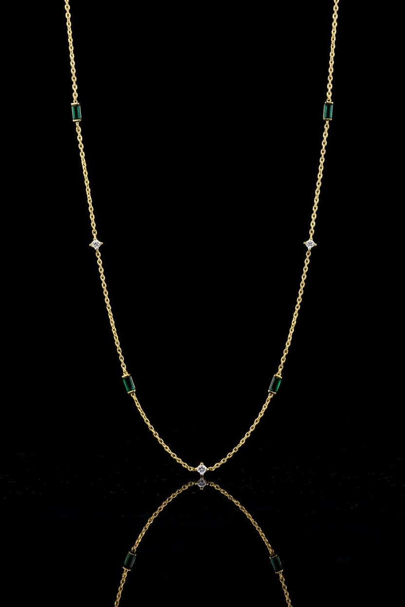 925 Sterling Silver Gold Plated Necklace - Moon and Star Zircon Pendant for Women