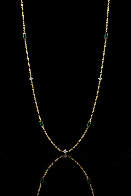 925 Sterling Silver Gold Plated Necklace - Moon and Star Zircon Pendant for Women