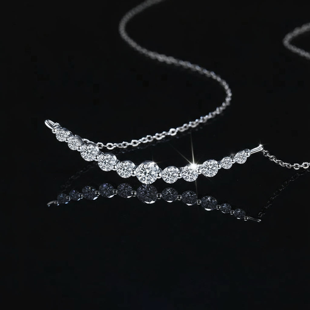 925 Sterling Silver Moissanite Necklace 1.1ct - Sparkling Pendant for Women, GRA Certified