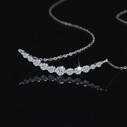 925 Sterling Silver Moissanite Necklace 1.1ct - Sparkling Pendant for Women, GRA Certified