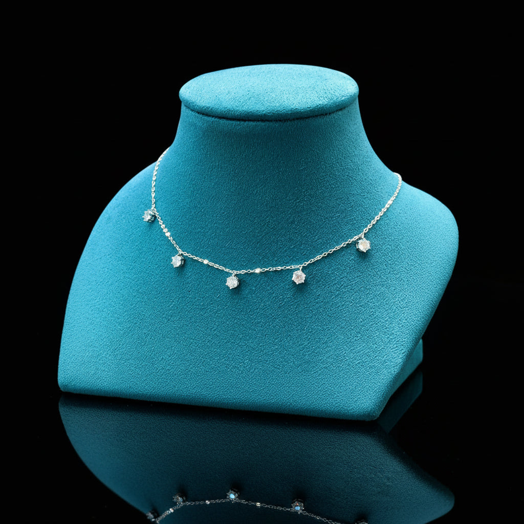 Collier Tennis Moissanite 2.5-5CT Argent 925 Sterling - Sertissage Bezel 5-6.5mm - Bijou Femme Luxe