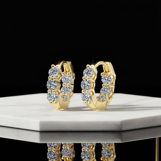 Créoles Moissanite 4.5mm Plaqué Or 18K