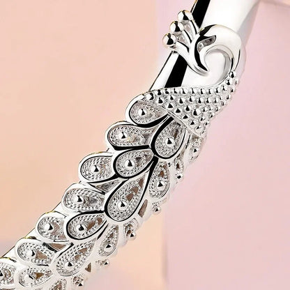 925 Sterling Silver Peacock Opening Screen Bracelet For Women Luxury Designer Texture Open Bracelets Party Original Jewelry Gift un titre