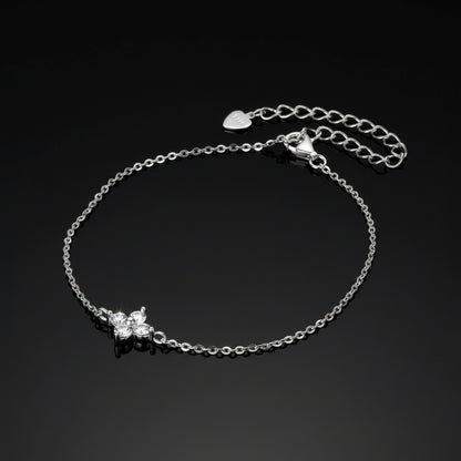 Bracelet Trèfle Quatre Feuilles Moissanite Certifié GRA - Argent 925 Plaqué Or Rose - Bijou Porte-Bonheur Femme