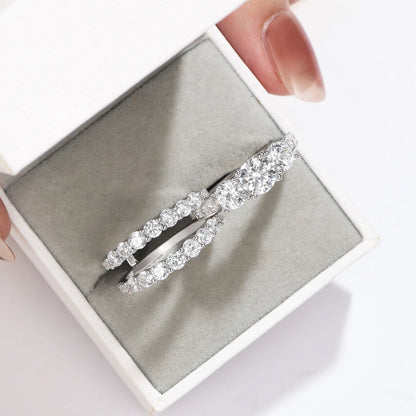 Newshe Wedding Band in 925 Sterling Silver with AAAAA Cubic Zirconia, Women's Wedding Jewelry