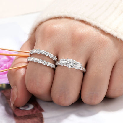 Newshe Wedding Band in 925 Sterling Silver with AAAAA Cubic Zirconia, Women's Wedding Jewelry