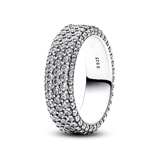 New Hot 925 Silver Colorful Timeless Pavé Triple-row Rings Wedding Diy Charm Luxury DIY Jewelry Gifts