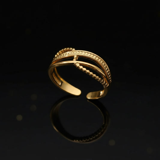 Bague Large Géométrique Acier Inoxydable Doré - Bijou Minimaliste Femme