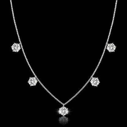 Collier Tennis Moissanite 2.5-5CT Argent 925 Sterling - Sertissage Bezel 5-6.5mm - Bijou Femme Luxe